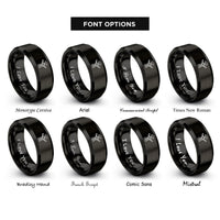 font options for inside engraving on black wing corkscrew rings