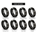 font options for inside engraving on black & grey wing pair rings