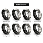 font options for inside engraving on black & silver wing pair rings