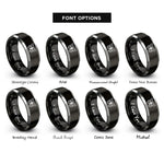font options for inside engraving on black & gray wing pair rings