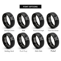 font options for inside engraving on black wing pair rings