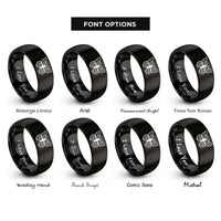 font options for inside engraving on black wing pair rings