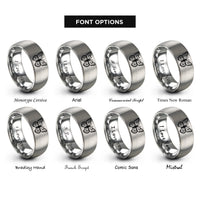 font options for inside engraving on gray wing pair rings