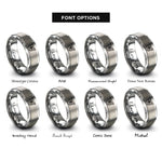 font options for inside engraving on silver wing pair rings