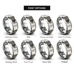 font options for inside engraving on gray wing pair rings