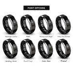 font options for inside engraving on black & gray winged gear circle rings