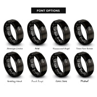 font options for inside engraving on black winged gear circle rings