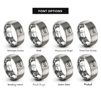 font options for inside engraving on grey winged gear circle rings