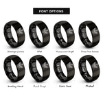 font options for inside engraving on black winged guitar lightning rings