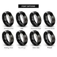 font options for inside engraving on black & grey winged lion rings
