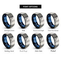 font options for inside engraving on black & blue & silver winged shoe rings