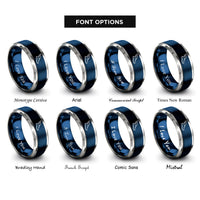 font options for inside engraving on blue & gray winged shoe rings