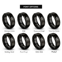 font options for inside engraving on black wings heart circle rings