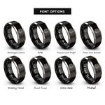 font options for inside engraving on black & grey winking face rings