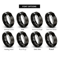 font options for inside engraving on black & grey winking face rings