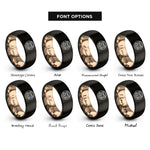 font options for inside engraving on black & rose gold winking face rings