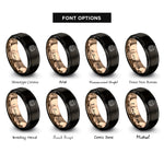 font options for inside engraving on black & rose gold winking face rings