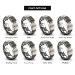 font options for inside engraving on grey winking face rings