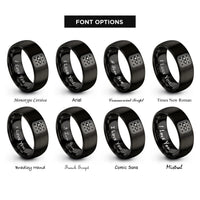 font options for inside engraving on black winking waffle rings