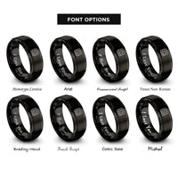 font options for inside engraving on black winking waffle rings