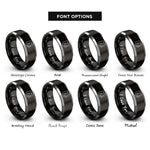 font options for inside engraving on black & gray winter hamster rings