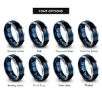 font options for inside engraving on blue & gray wired controller rings
