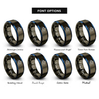 font options for inside engraving on gunmetal & blue wireless controller rings