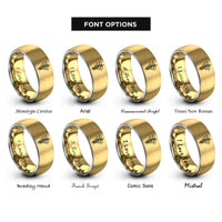 font options for inside engraving on gold & grey wisteria leaf rings