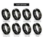 font options for inside engraving on black & silver witch hat rings