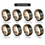 font options for inside engraving on gunmetal & rose gold witch hat rings