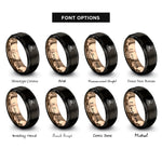 font options for inside engraving on black & rose gold witch hat paw rings