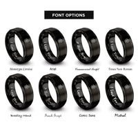 font options for inside engraving on black witch hat paw rings