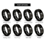 font options for inside engraving on black witch hat paw rings