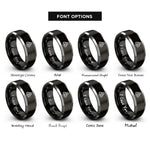 font options for inside engraving on black & silver witchs knot rings