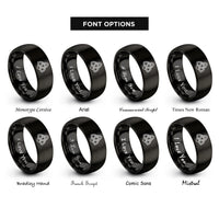font options for inside engraving on black witchs knot rings