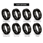 font options for inside engraving on black witchs knot rings