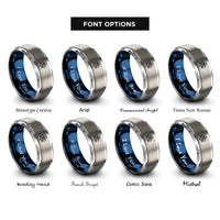 font options for inside engraving on blue & gray witchs knot rings