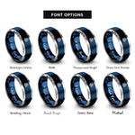font options for inside engraving on blue & silver witchs knot rings