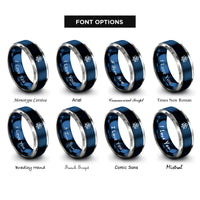 font options for inside engraving on blue & silver witchs knot rings