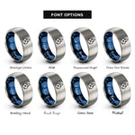 font options for inside engraving on blue & grey witchs knot rings