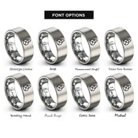font options for inside engraving on silver witchs knot rings