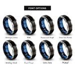 font options for inside engraving on black & blue & grey wizard meeple rings