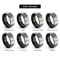 font options for inside engraving on black & grey wizard staff crystal rings