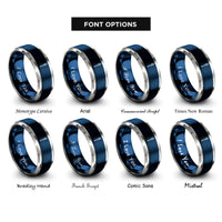 font options for inside engraving on blue & silver wizard staff crystal rings