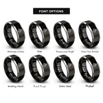 font options for inside engraving on black & gray wok flames rings