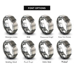 font options for inside engraving on grey wok flames rings