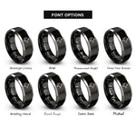 font options for inside engraving on black & silver wolf rings
