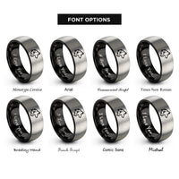 font options for inside engraving on black & grey wolf rings