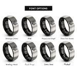 font options for inside engraving on black & grey wolf rings
