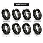 font options for inside engraving on black & silver wolf rings